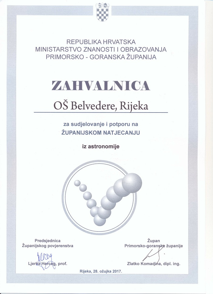 Zahvalnica Astronomija